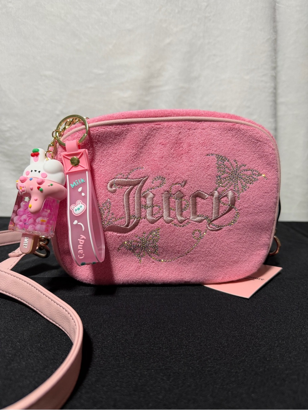 Juicy Couture Pink Glitter Butterfly Logo Crossbody